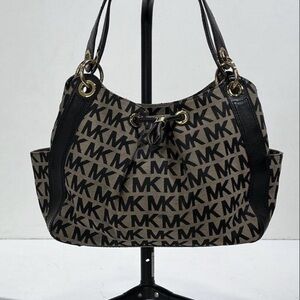 Michael Kors Tan and Black Logo Shoulder Bag